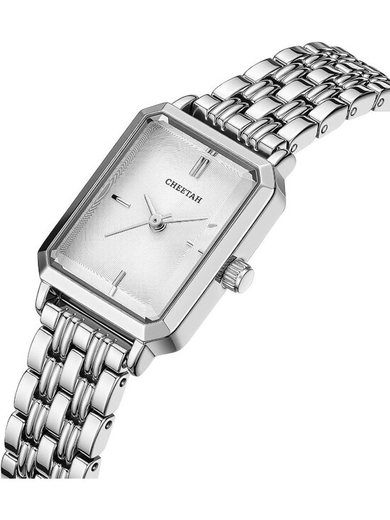 Women\'s Silver White Two Tone Rectangular Stainless Steel Bracelet Wrist Watch main image 5